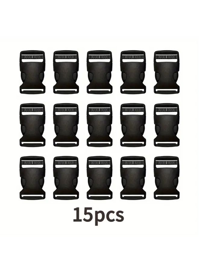 15pcs Black Heavy Duty Quick Release Buckle No Sew Locking Dual Side Release One Hand Operation - Image 5