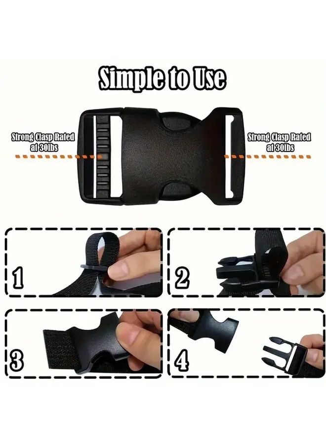 15pcs Black Heavy Duty Quick Release Buckle No Sew Locking Dual Side Release One Hand Operation - Image 2