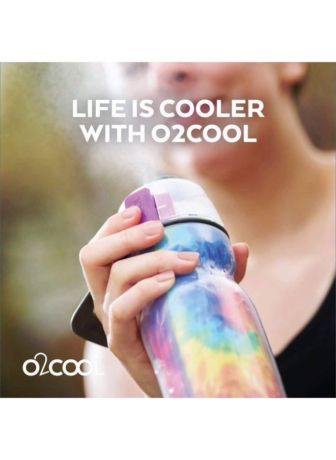 O2COOL - Mist N Sip Misting Water Bottle 2-In-1 Mist And Sip Function With No Leak Pull Top Spout Sports Water Bottle Reusable Water Bottle - 20 Oz Pink Palm Tree - Image 1