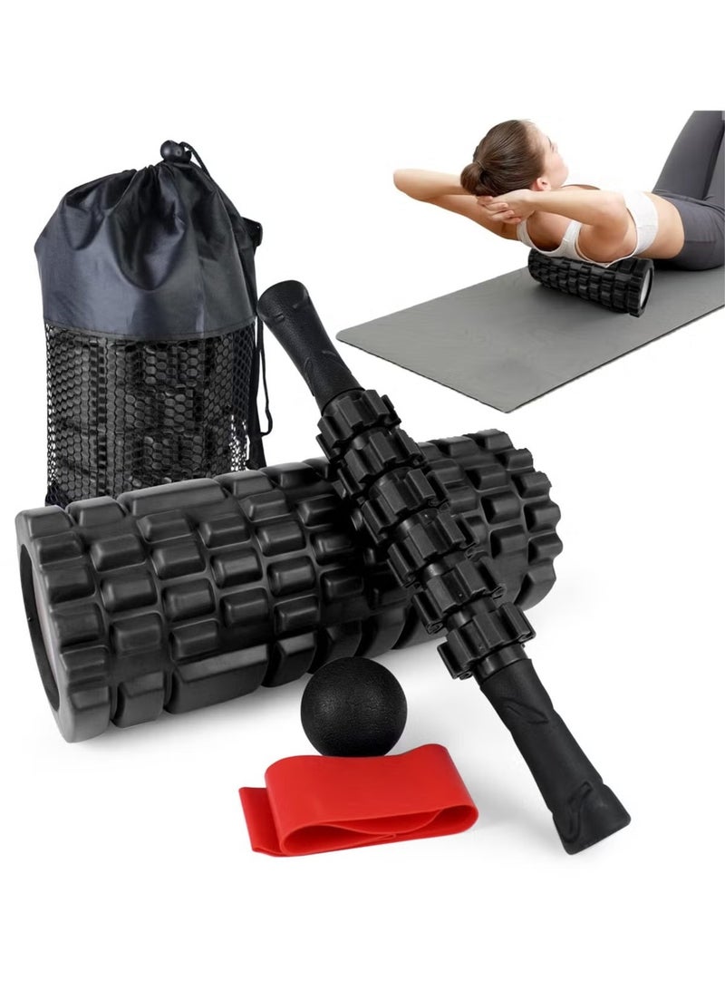 JOGAMS Foam Roller Set 5 in 1 Foam Roller Massage Set for Deep Tissue Muscle Massage Trigger Point Fitness Exercise Foam Roller Massage Roller Massage Ball Stretching Strap for Whole Body - Image 1