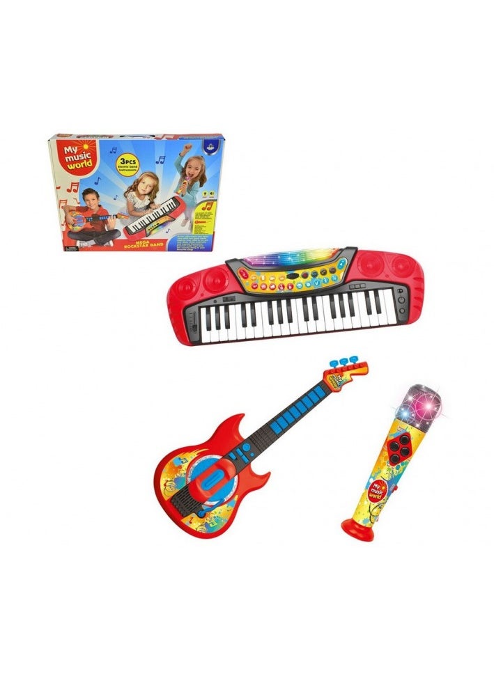 3-in-1 Kids Music Set, Piano, Guitar & Microphone, Kids Toys for Ages 3-8, Educational Musical Play  - Image 2