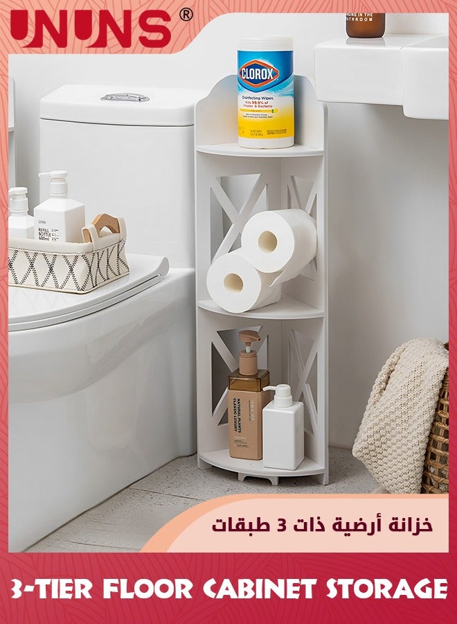 UNUNS Corner Shelves For Bathroom,3-Tier Stackable Shower Corner Shelves,Corner Stand Storage Shelf,Small Corner Shelf,Counter Organizer Rack,Corner Table Bookshelf For Kitchen Cabinet Bathroom,White - Image 1