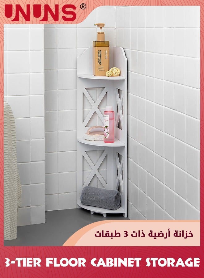 UNUNS Corner Shelves For Bathroom,3-Tier Stackable Shower Corner Shelves,Corner Stand Storage Shelf,Small Corner Shelf,Counter Organizer Rack,Corner Table Bookshelf For Kitchen Cabinet Bathroom,White - Image 2