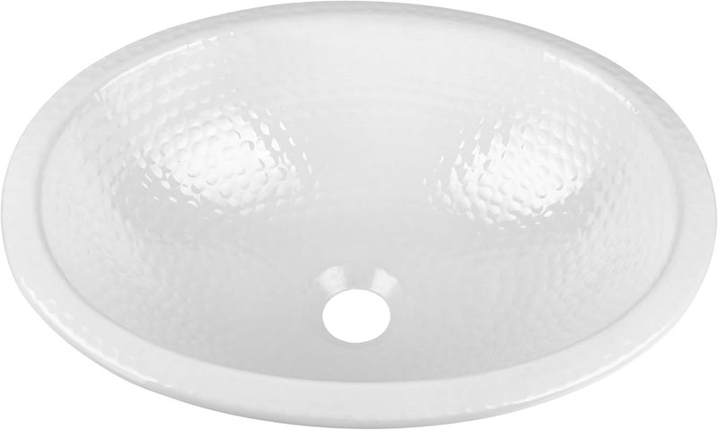 Monarch Abode Bathroom Sink – 17-Inch Oval Drop In Bathroom Sink, Top Mount Hand Hammered Classic White Vanity Sinks for Countertop, Powder Room, Guest Bath or Restroom, Drop in Sinks for Bathrooms - Image 1