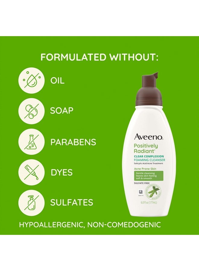 Aveeno Aveeno Clear Complexion Foaming Oil-Free Facial Cleanser with Soy Extract & 0.5% Salicylic Acid, Acne Treatment Face Wash for Acne-Prone Skin, Sulfate-Free & Hypoallergenic, 6 fl. oz - Image 5