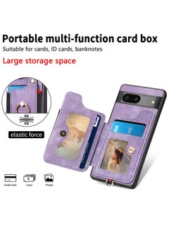 Pixel 7a Case with Card Holder Wallet, Ring Holder Stand, RFID-Blocking, Wrist Strap, Camera Protector - Premium Leather Flip Cover for Google Pixel 7A 2023