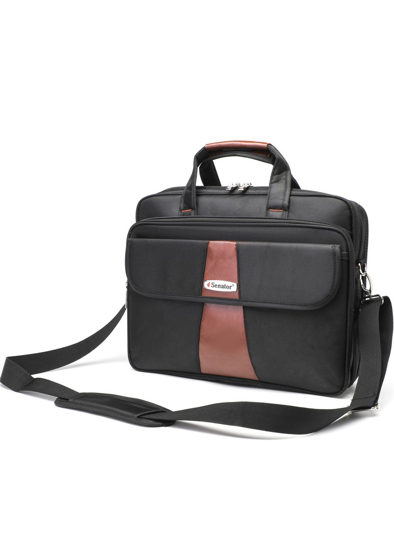 SENATOR Laptop Carry Bag 16 Inch Nylon Lightweight Expandable and Adjustable Shoulder Straps Business Professional Travel Computer Case For College School Students KH8071 Black - Image 4