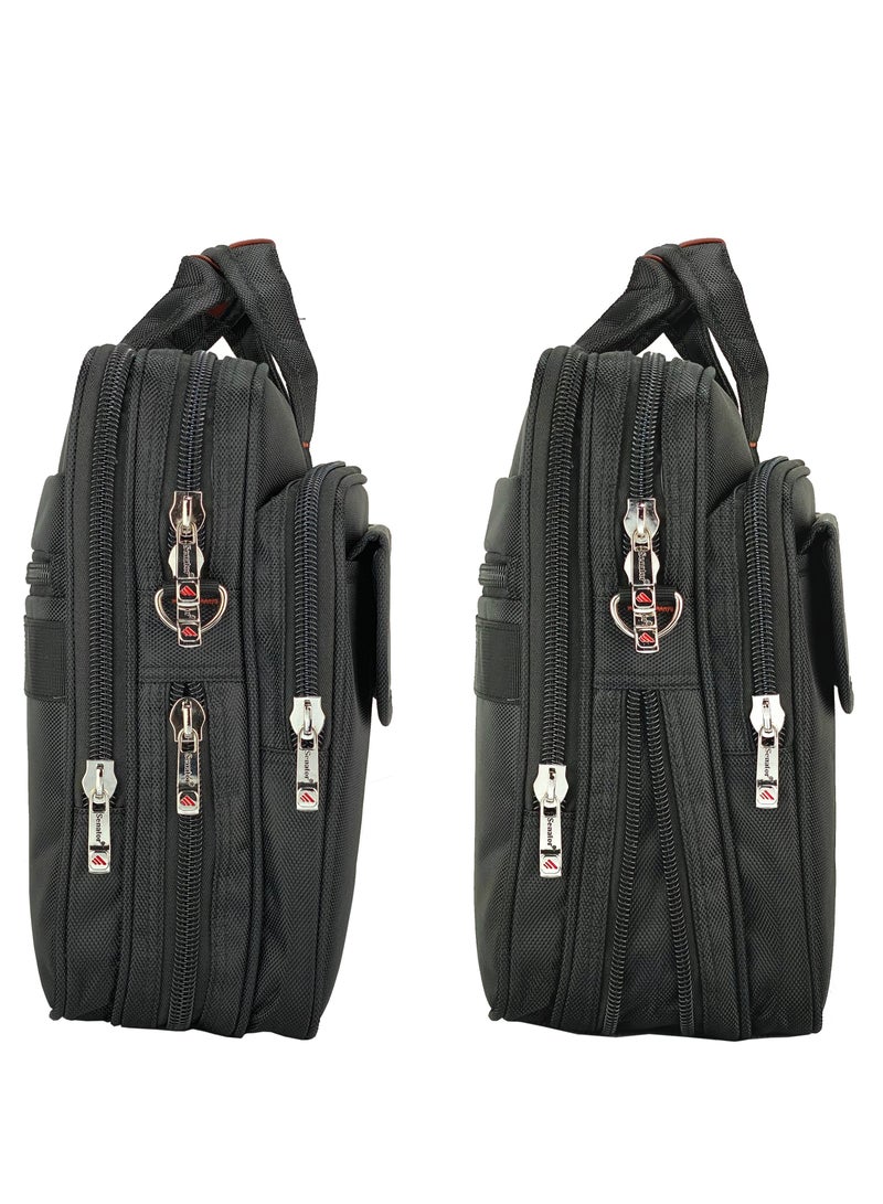 SENATOR Laptop Carry Bag 16 Inch Nylon Lightweight Expandable and Adjustable Shoulder Straps Business Professional Travel Computer Case For College School Students KH8071 Black - Image 5