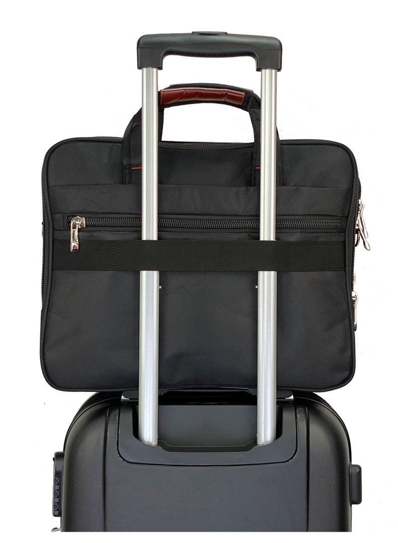 SENATOR Laptop Carry Bag 16 Inch Nylon Lightweight Expandable and Adjustable Shoulder Straps Business Professional Travel Computer Case For College School Students KH8071 Black - Image 3