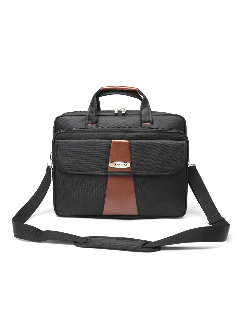 SENATOR Laptop Carry Bag 16 Inch Nylon Lightweight Expandable and Adjustable Shoulder Straps Business Professional Travel Computer Case For College School Students KH8071 Black - Image 1