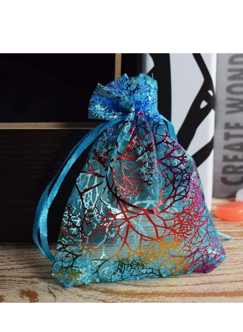 SYOSI 50 Pieces Organza Gift Bags Drawstring Packing Wedding Birthday Party Favors Jewelry Candy Samples Mesh Pouches Baby Shower Rattan Print  - Image 3