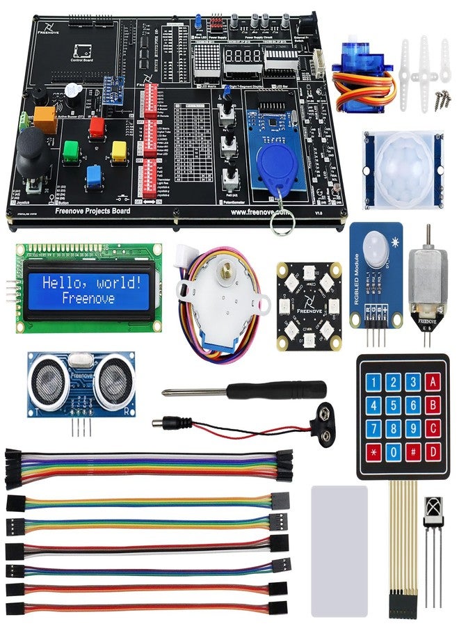 Freenove Projects Kit (No Control Board) (Compatible with Arduino IDE), 238-Page Detailed Tutorials, 46 Projects, No Soldering, Simple Wiring - Image 1