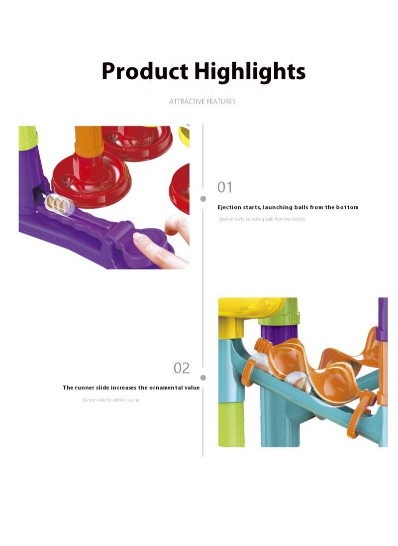 SISGL - Marble Run Set For Kids 113 Piece Marble Maze Track Race Game Construction Building Blocks Toys STEM Educational Toy Building Block Toy - Image 1