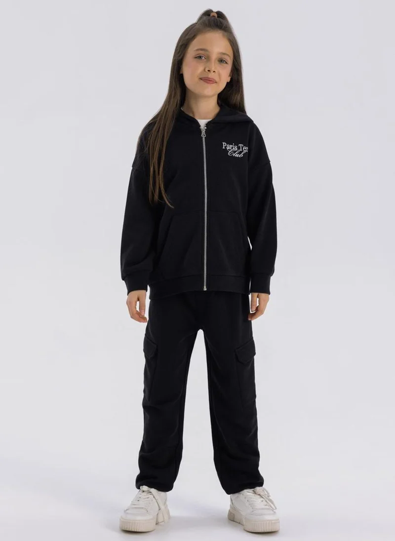 MINOTI Kids Girls Oversized Zip Through Hoodie