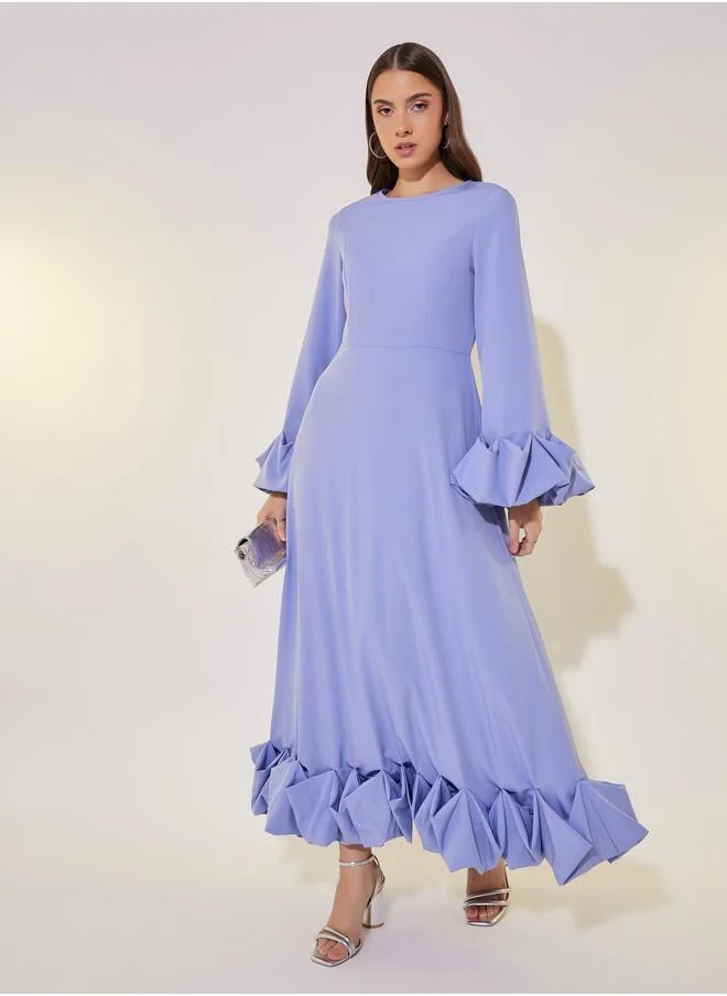تايك تو Take Two Plain Long Sleeve A-Line Maxi Dress