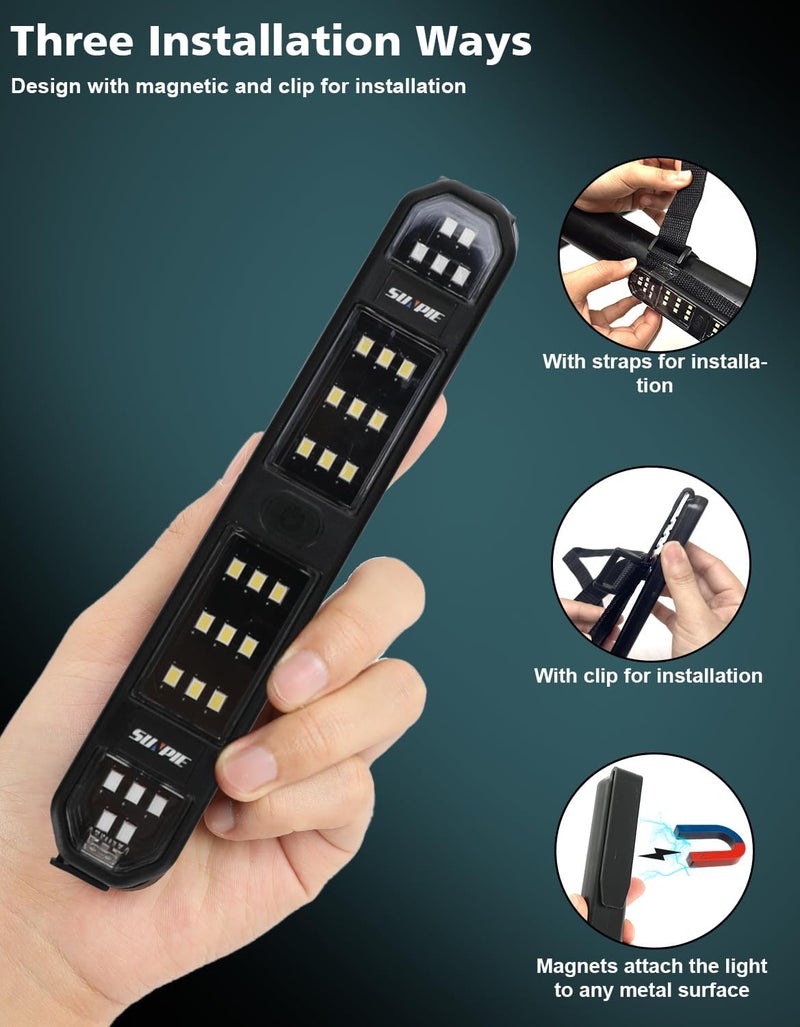 SUNPIE Magnetic Lights for Roll Bar Cage, Car Interior LED Lights with Switch Button Rechargeable Type Car Interior Lighting Compatible with Jeep Wrangler Truck - Image 3