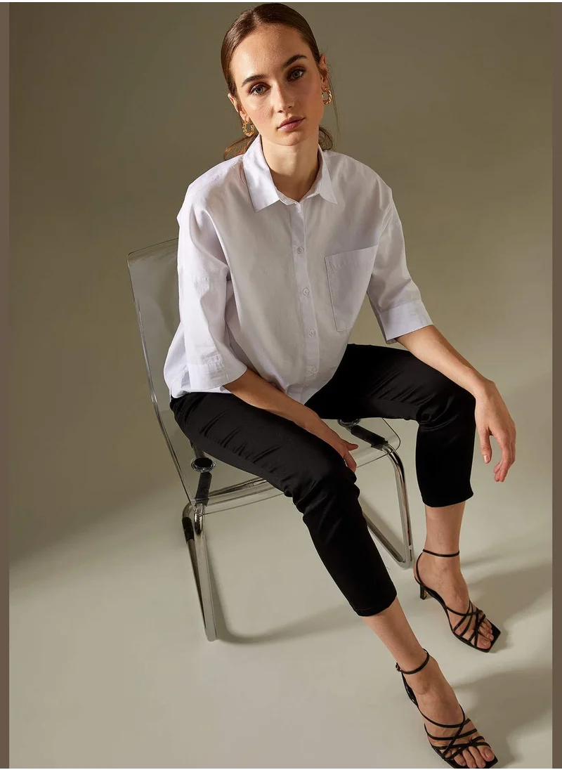 DeFacto Oversized Fit Half Sleeve Maternity Poplin Shirt