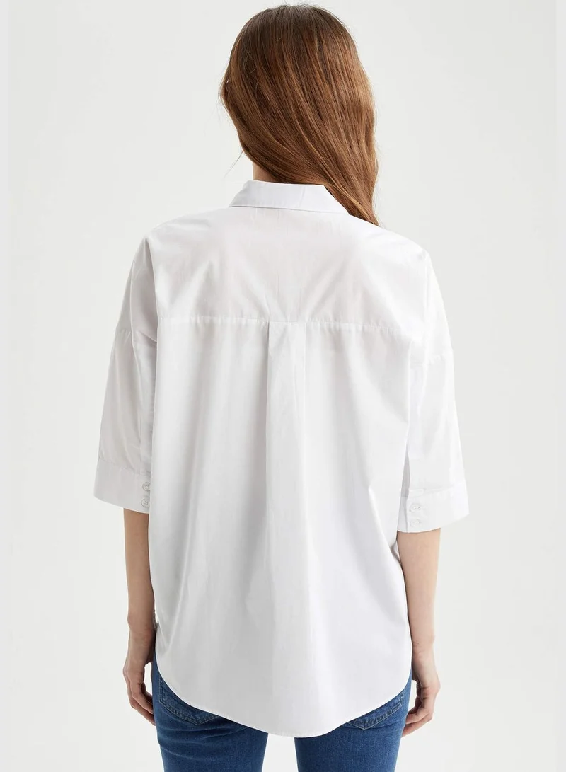 DeFacto Oversized Fit Half Sleeve Maternity Poplin Shirt
