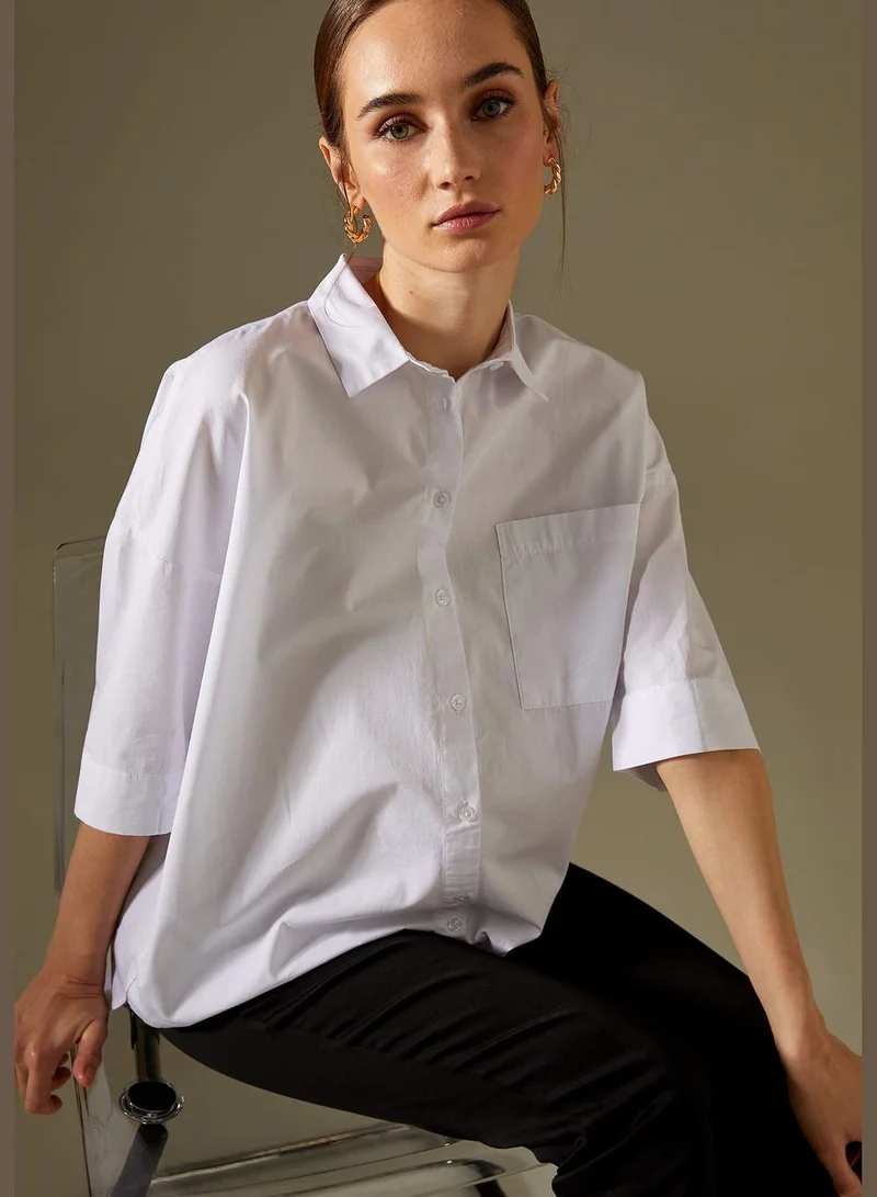 DeFacto Oversized Fit Half Sleeve Maternity Poplin Shirt