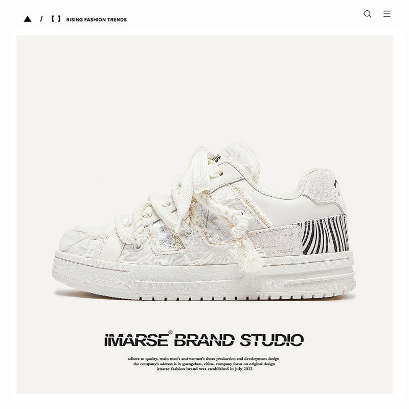 Guangzhou Shoes Destroyed Aesthetics Series White Shoes Bread Shoes Trendy Low-Cut Sneakers Men''s and Women''s Same Style Men''s Shoes - Image 2