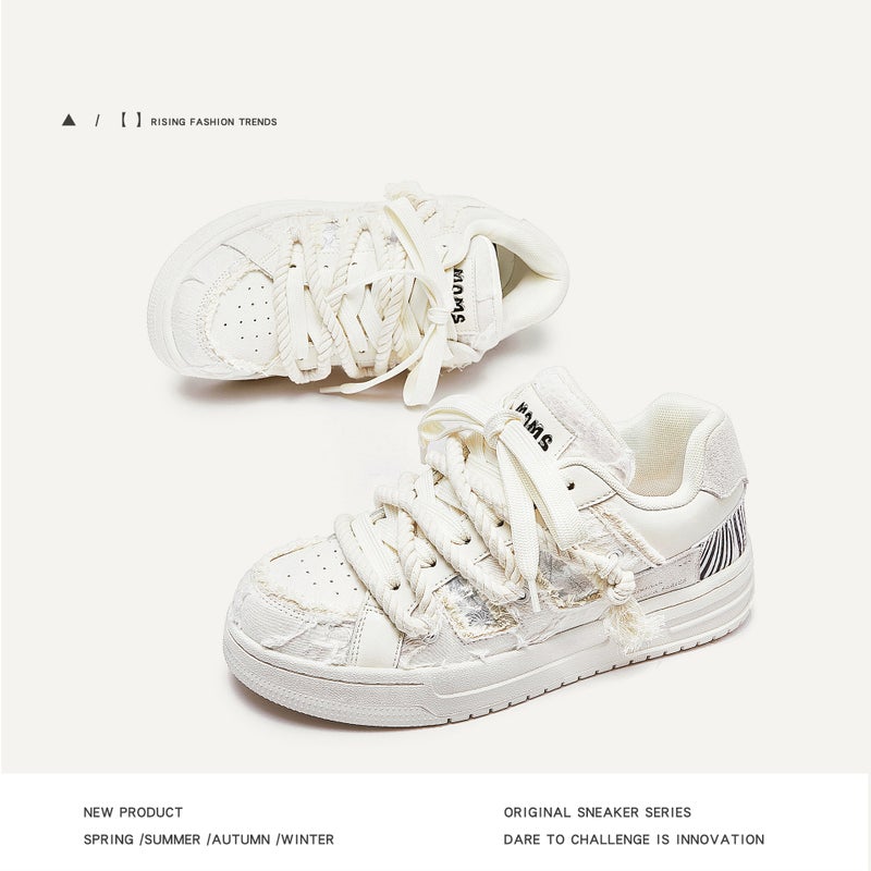 Guangzhou Shoes Destroyed Aesthetics Series White Shoes Bread Shoes Trendy Low-Cut Sneakers Men''s and Women''s Same Style Men''s Shoes - Image 4