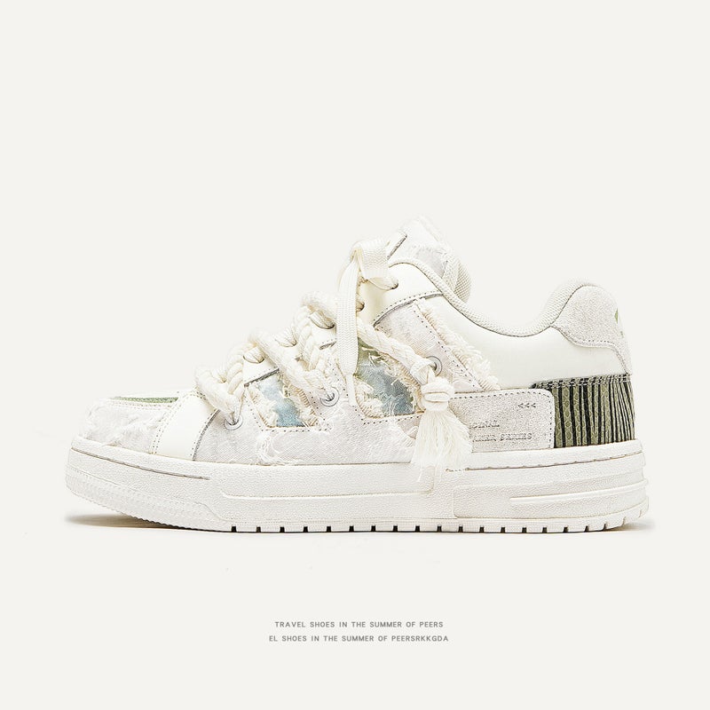 Guangzhou Shoes Destroyed Aesthetics Series White Shoes Bread Shoes Trendy Low-Cut Sneakers Men''s and Women''s Same Style Men''s Shoes - Image 1