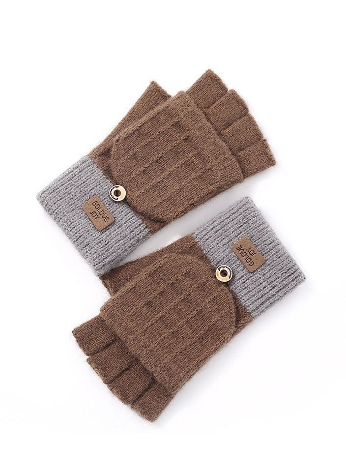 Golovejoy Women's Autumn And Winter Warm Outdoor Windproof Plush Korean Cute Cold Proof Gloves 