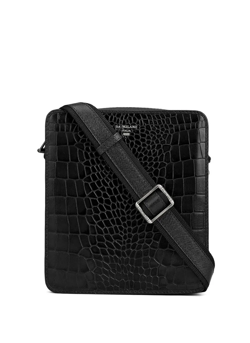 دا ميلانو حقيبة دا ميلانو جلد طبيعي سوداء بحمالة كتف