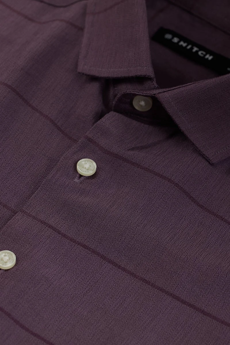 سنيتش Mauve Solid Long Sleeve Slim Fit Shirt