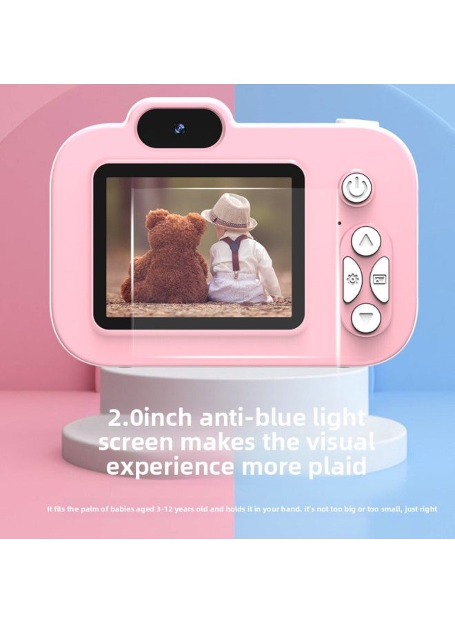 Y8 Cartoon Camera HD Children Digital Camera Cross Border Portable DSLR Camera Toy Kids Birthday Gift-Color:Little Bear List Photo Blue  - Image 4
