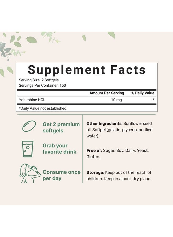 Micro Ingredients Double Strength Yohimbine Supplements for Men and Women, 10mg Per Serving, 300 Softgels, Yohimbine HCL with Virgin Sunflower Seed Oil for Better Absorption, Supports Energy Production, African Raw - Image 2