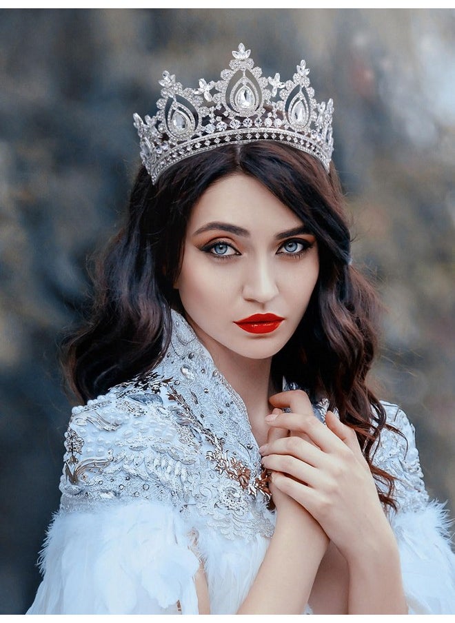 SWEETV - Weetv Queen Crown For Women Wedding Tiara For Bride Princess Tiara Quinceanera Pageant Crown Diadem Crystal Headpiece For Birthday Prom Silver - Image 1
