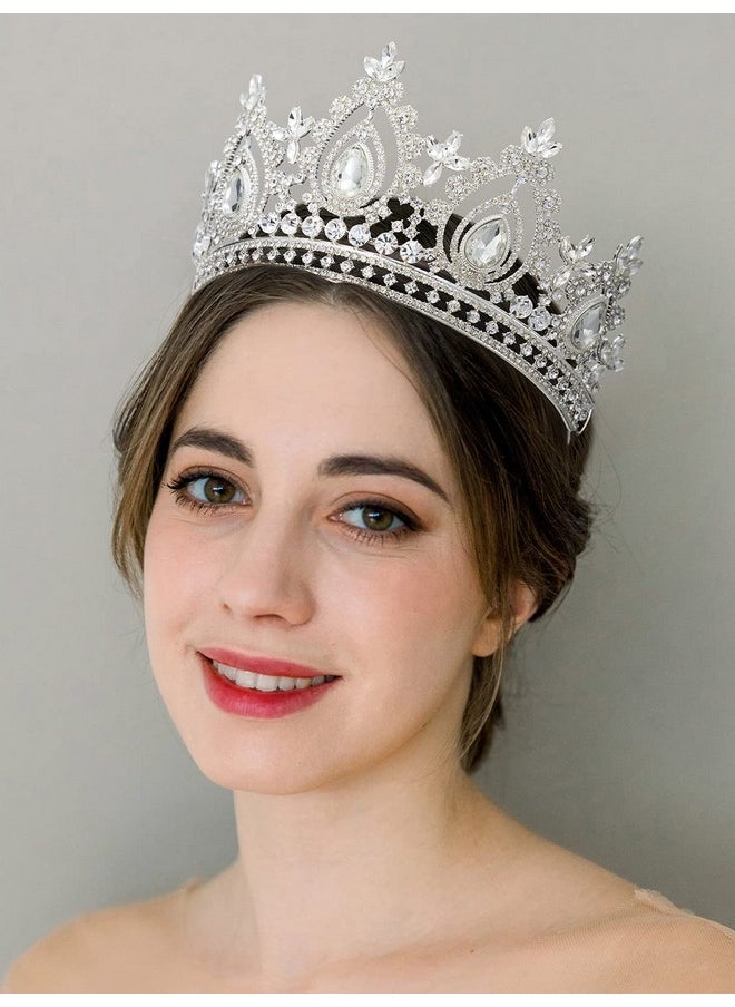 SWEETV - Weetv Queen Crown For Women Wedding Tiara For Bride Princess Tiara Quinceanera Pageant Crown Diadem Crystal Headpiece For Birthday Prom Silver - Image 1