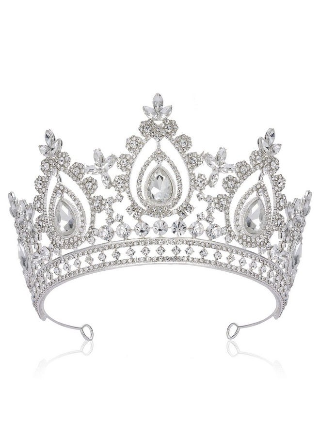 SWEETV - Weetv Queen Crown For Women Wedding Tiara For Bride Princess Tiara Quinceanera Pageant Crown Diadem Crystal Headpiece For Birthday Prom Silver - Image 1