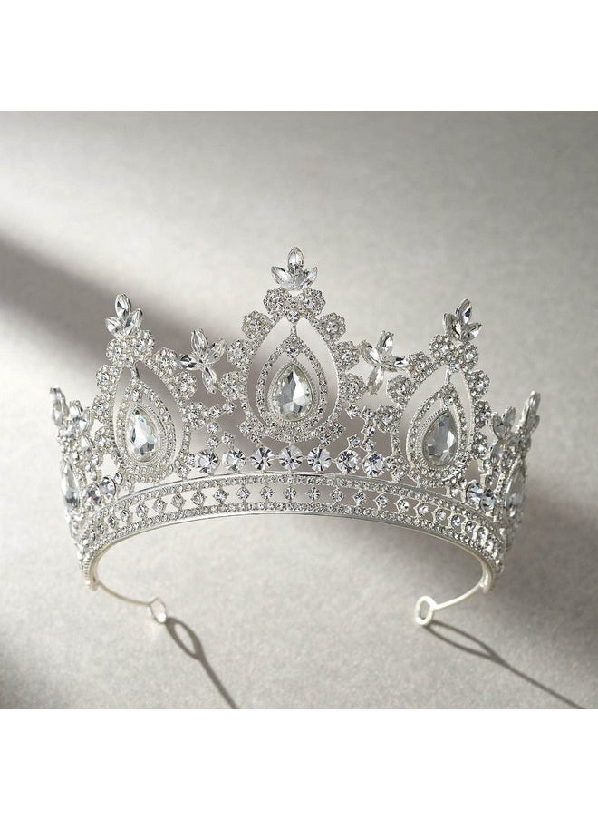 SWEETV - Weetv Queen Crown For Women Wedding Tiara For Bride Princess Tiara Quinceanera Pageant Crown Diadem Crystal Headpiece For Birthday Prom Silver - Image 1