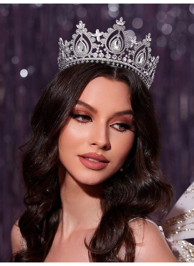 SWEETV - Weetv Queen Crown For Women Wedding Tiara For Bride Princess Tiara Quinceanera Pageant Crown Diadem Crystal Headpiece For Birthday Prom Silver - Image 1