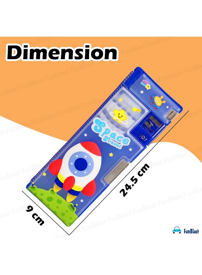 فنبلاست صندوق أقلام بلاستيكي من فن بلاست، صندوق أقلام مغناطيسي مزدوج المقصورات للأولاد، حامل أقلام، صندوق هندسي، صندوق منظم للأدوات المكتبية، هدية عيد ميلاد (متعدد الألوان) - Image 2