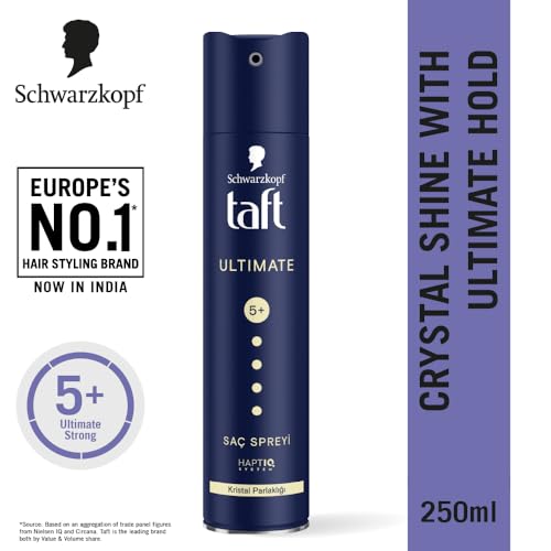 TAFT Schwarzkopf Ultimate Hair Spray For Hair With Crystal Shine | Hold 5+ For 72H hold | Protects From Wind And Humidity | No Stickiness | Easy To Brush Out | For Salon Like Finish - 250Ml. - Image 2