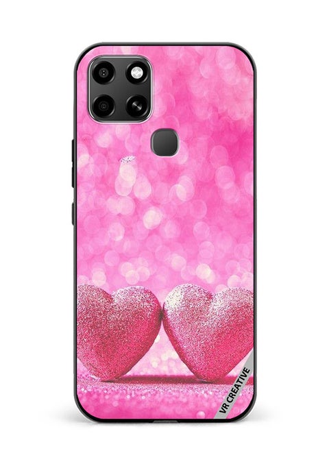 Protective Case Cover For Infinix Smart 6 Pink Heart Design Multicolour