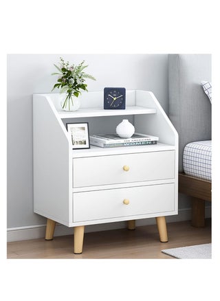 Simple Bedside Table, Modern Side Table Nightstand with Solid Wood Legs, Bedside Cabinet Mini Locker Storage Stand Cabinet Rack with Drawer and Open Storage Shelf, for Bedroom Living Room Sofa (P73B) - pzsku/ZC52D5C0845B89F9DE321Z/45/_/1702652335/a3e71997-dc49-455d-9aaa-7732887e4975
