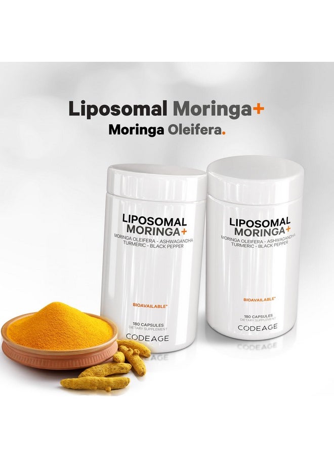 Codeage Codeage Liposomal Moringa+ Supplement, 400mg Moringa 50:1 Extract - 20,000mg Moringa Oleifera Leaf Equivalent - Turmeric, Ashwagandha, Black Pepper, 3-Month Supply, Vegan Moringa Powder - 180 Capsules  - Image 3