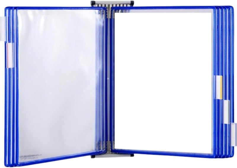Tarifold DJOIS Wall Mount Reference System – 10 Double-Sided Display Pockets – Letter Size – Steel Wire Frame – Adjustable Tabs – Made in France - Blue (W211) - Image 1
