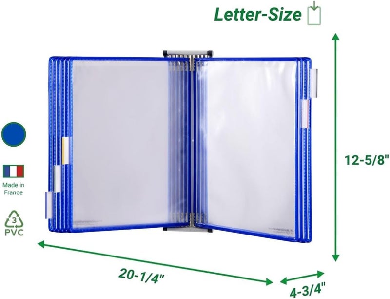 Tarifold DJOIS Wall Mount Reference System – 10 Double-Sided Display Pockets – Letter Size – Steel Wire Frame – Adjustable Tabs – Made in France - Blue (W211) - Image 3