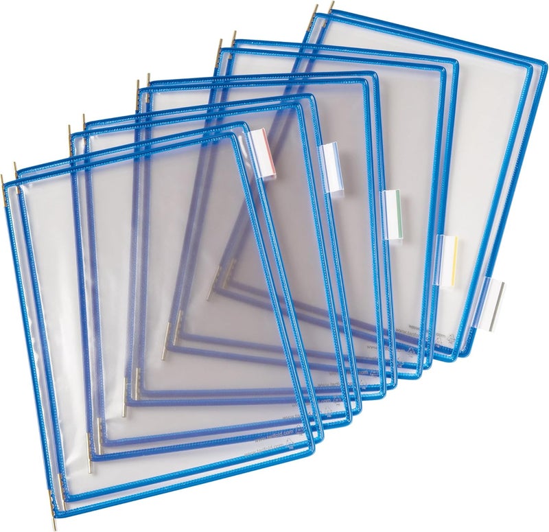 Tarifold DJOIS Wall Mount Reference System – 10 Double-Sided Display Pockets – Letter Size – Steel Wire Frame – Adjustable Tabs – Made in France - Blue (W211) - Image 4