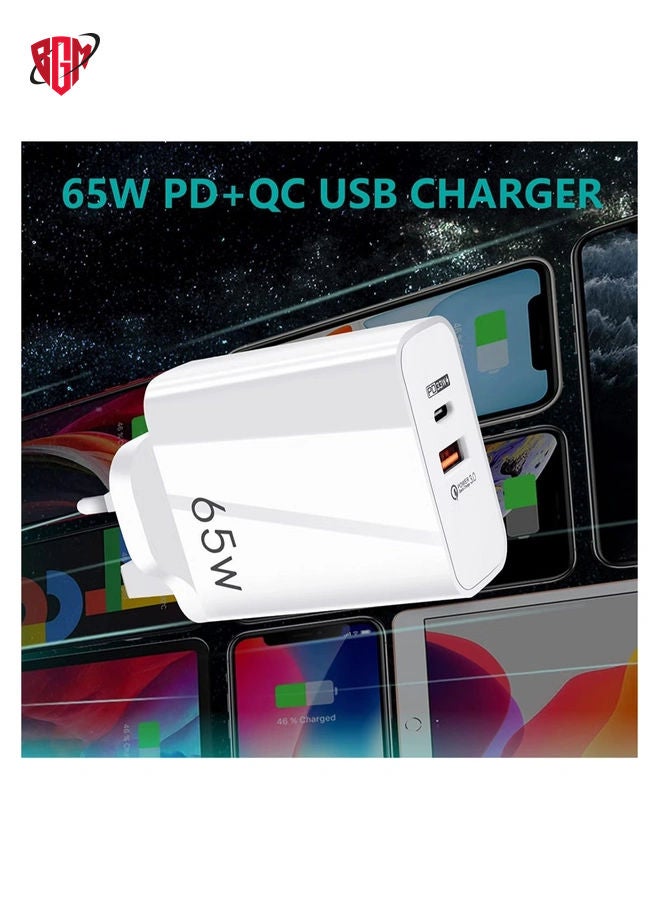 BGM USB C Plug,YHYCC 65W USB C Fast Charger,PD3.0 Type C Super Fast Charger Wall Plug,Dual Port USB Plug Charger for iPhone 14, Samsung, Cell Phones, Mobile Power Bank,iPad,Tablets, Headphones,etc - Image 3