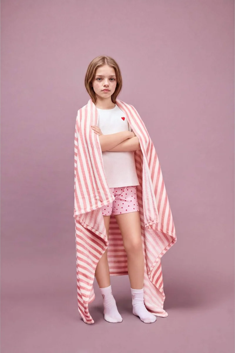 DeFacto Girl Regular Fit Ribbed T 2 Piece Pajama Set