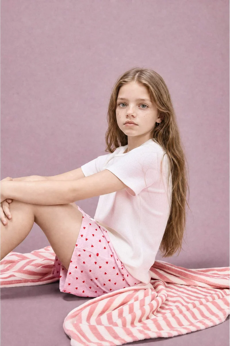 DeFacto Girl Regular Fit Ribbed T 2 Piece Pajama Set