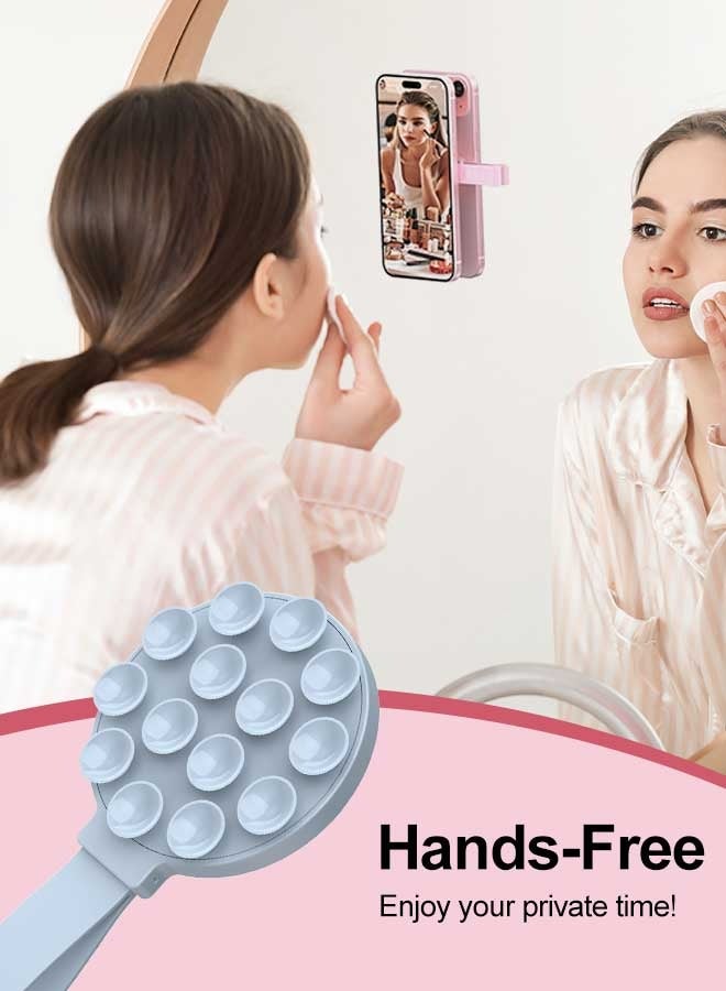 Tersely Silicone Suction Phone Case, Magnetic Suction Cup Phone Mount, Compatible with Magsafe,Sticky Phone Suction Grip for Selfies and Videos, Hands-Free Mirror Shower Phone Stand Holder for iPhone 17/16/15/14/13/12/11 Series,Samsung,Google And Android Phones (Blue) - Image 2