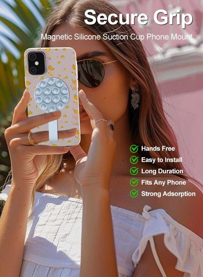 Tersely Silicone Suction Phone Case, Magnetic Suction Cup Phone Mount, Compatible with Magsafe,Sticky Phone Suction Grip for Selfies and Videos, Hands-Free Mirror Shower Phone Stand Holder for iPhone 17/16/15/14/13/12/11 Series,Samsung,Google And Android Phones (Blue) - Image 3