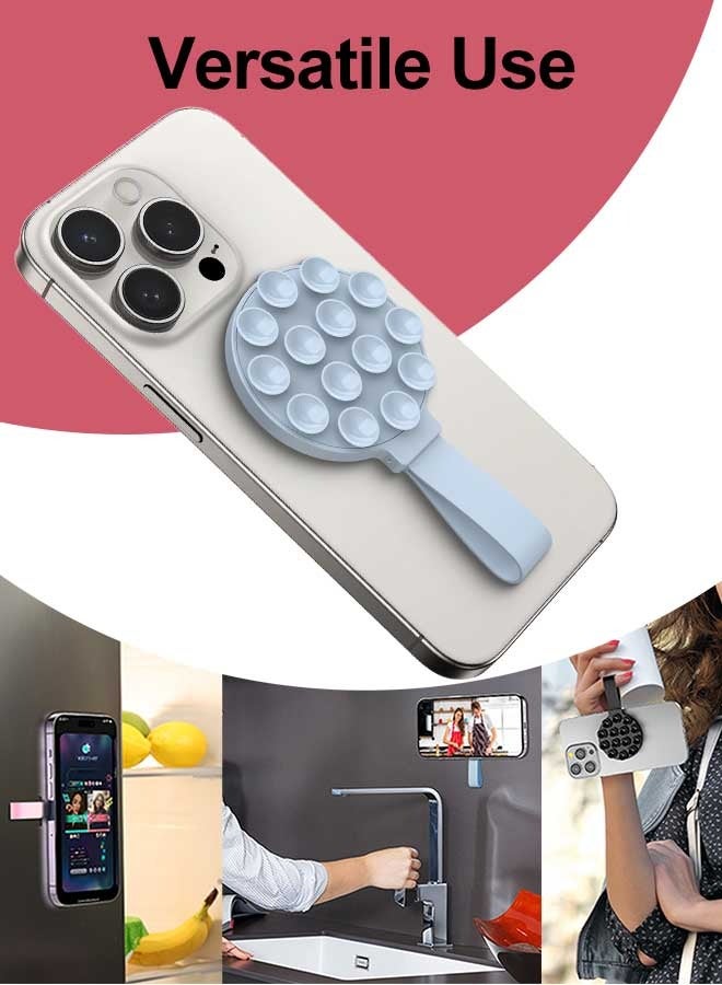 Tersely Silicone Suction Phone Case, Magnetic Suction Cup Phone Mount, Compatible with Magsafe,Sticky Phone Suction Grip for Selfies and Videos, Hands-Free Mirror Shower Phone Stand Holder for iPhone 17/16/15/14/13/12/11 Series,Samsung,Google And Android Phones (Blue) - Image 4